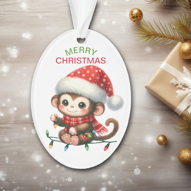 Ornamento Macaco Engraçado Corda Luzes Crianças de Natal (Criador carregado)