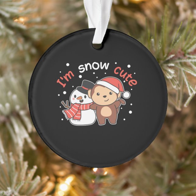 Ornamento Macaco Eu Te Amo Neve Muito Snowman Pun (Árvore)