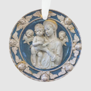 Ornamento Madona e Menino com Querubins de Della Robbia