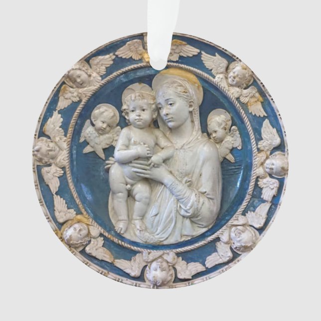 Ornamento Madonna e Child com Cherubs por Della Robbia (Frente)
