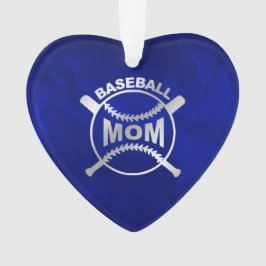 Ornamento Mãe de Baseball em Prata Azul
