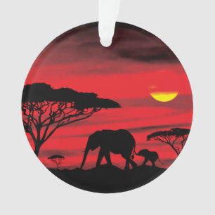Ornamento Mãe e Bebê Elefante no Serengeti