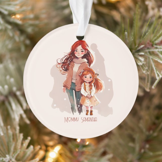 Ornamento Mãe e Filha Elegantes Personalizadas (Árvore)