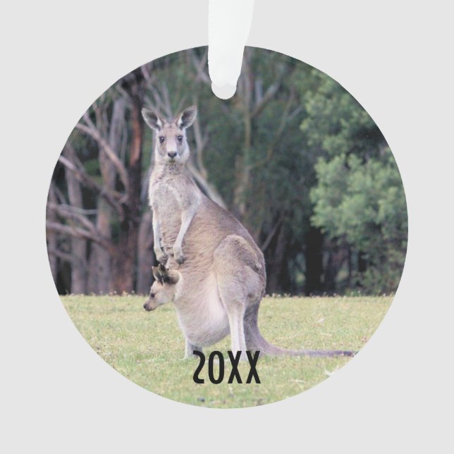 Ornamento Mãe Kangaroo com Bebê Joey em sua bolsa (Frente)