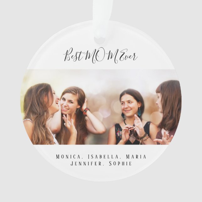 Ornamento Mãe, melhor mãe, foto de Natal (Frente)