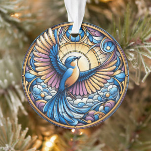 Ornamento Maiestoso Bluebird sob o Sol Ouro