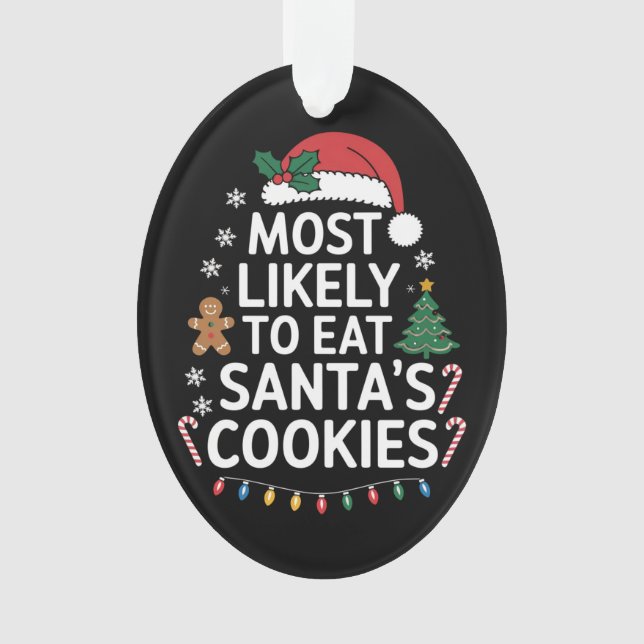 Ornamento Mais Propenso a Comer os Biscoitos do Papai Noel F (Frente)