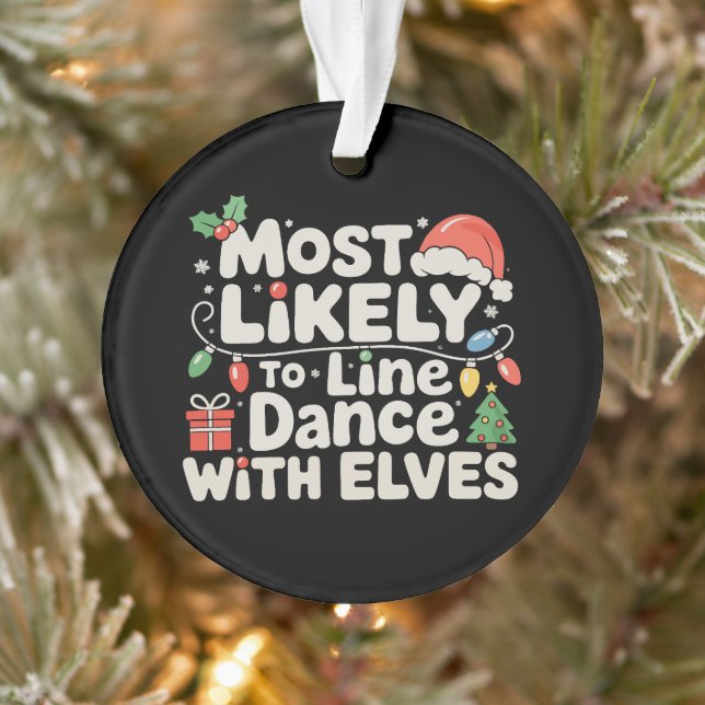 Ornamento Mais Propenso a Dançar em Linha com Elfos Natal (Árvore)
