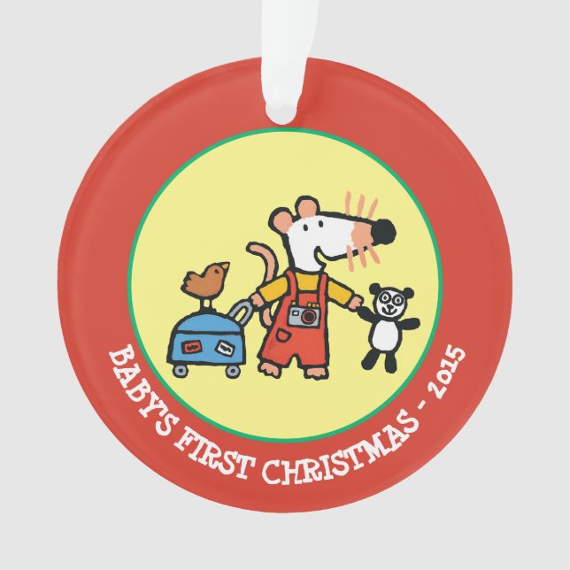 Ornamento Maisy pronta para férias com bagagem (Frente)