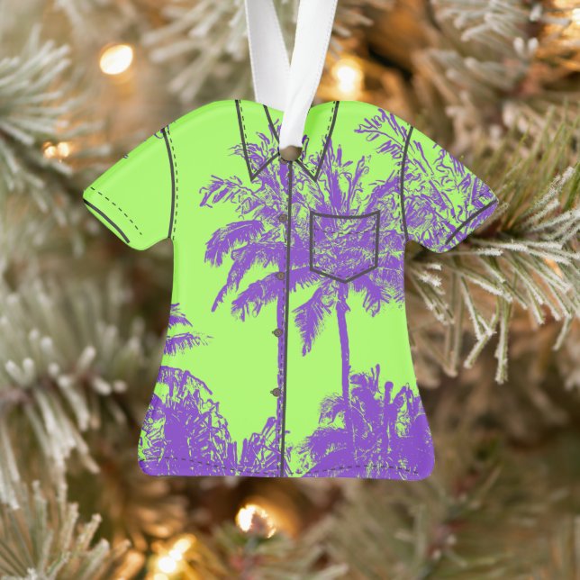 Ornamento Makena Beach Hawaiian Sketchy Palms Aloha Shirt (Árvore)