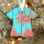Ornamento Makena Beach Hawaiian Sketchy Palms Aloha Shirt<br><div class="desc">Coral e Turq. Na costa leste de Maui está a linda comunidade de resort de Makena Beach. Lá as palmeiras sopram nas brisas tropicais à medida que o sol se põe sobre o cone de cinza Molokini. Nossa design mostra as cores dramáticas desses pôrs do sol em estilo caneta e...</div>