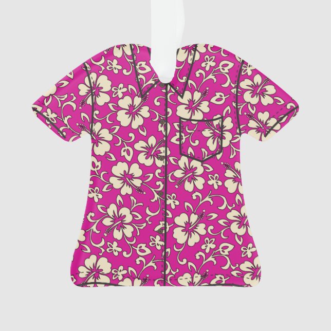 Ornamento Malia Hibiscus Havaiana Vintage Camisa Aloha (Frente)