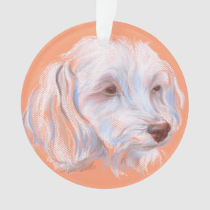 Ornamento Maltipoo Cão Pastel Art