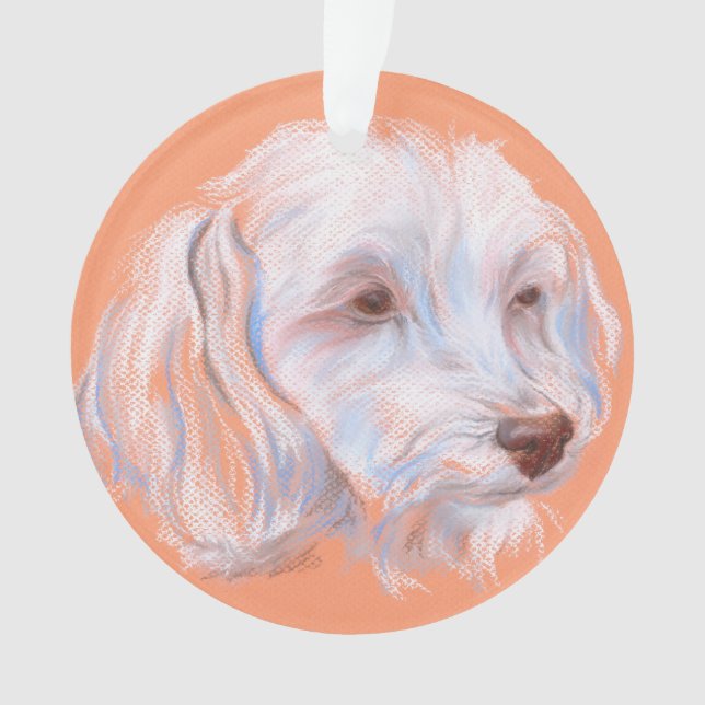 Ornamento Maltipoo Cão Pastel Art (Frente)