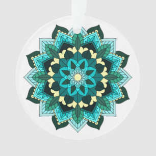Ornamento Mandala Padrão 02 em aqua