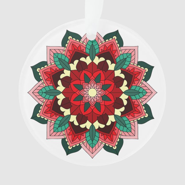 Ornamento Mandala Padrão 02 em vermelho (Frente)
