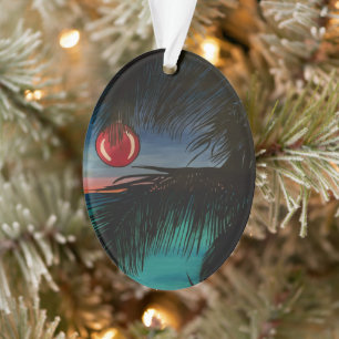 Ornamento "Manhã de Natal Tropical" em um