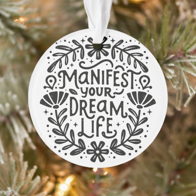 Ornamento Manifesto sua vida de sonho manifestando afirmação (Árvore)