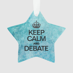 Ornamento MANTENHA a CALMA E DEBATA a textura azul