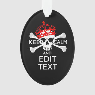 Ornamento Mantenha o seu texto calmo, crossbones de crânio e