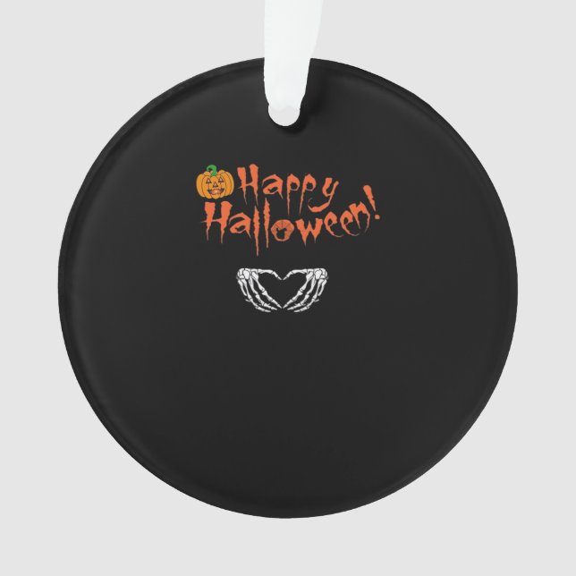 Ornamento Mãos de Esqueleto Loucas. Feliz Dia das Bruxas. (Frente)