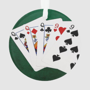 Ornamento Mãos de pôquer - Cheio House - Rainha e Nove
