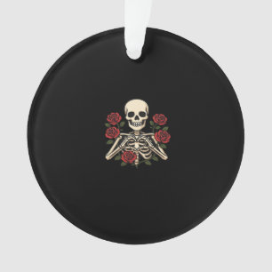 Ornamento Mãos do Coração do Esqueleto com Rosas vermelhas -