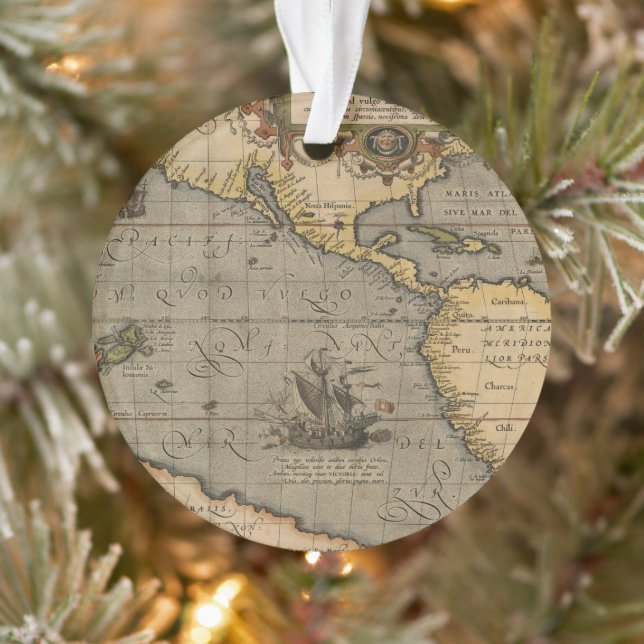 Ornamento Mapa antigo antigo inspirado (14) Bagagem (Árvore)