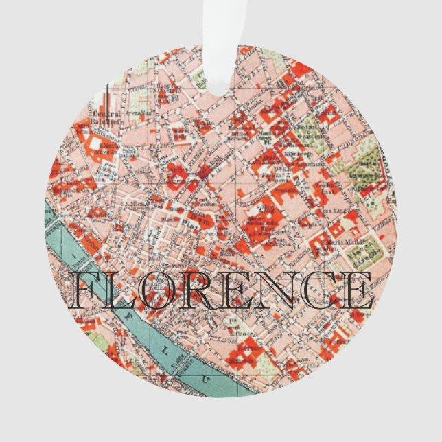Ornamento Mapa Antigo de Florença  (Frente)