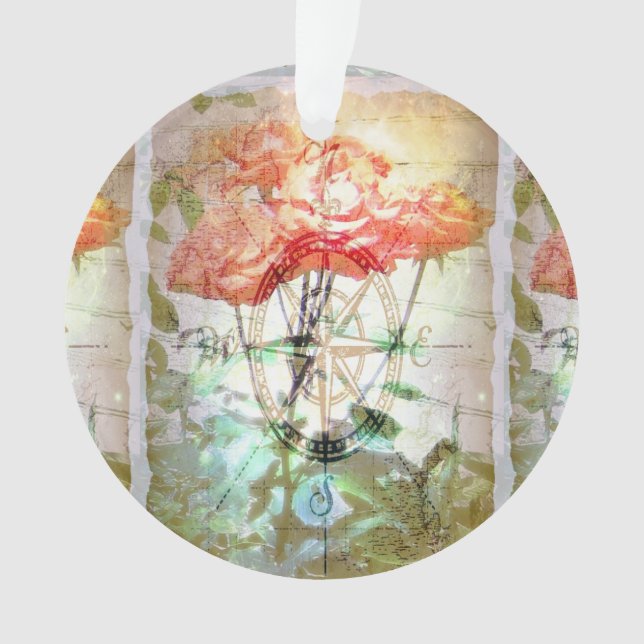 Ornamento Mapa, compasso, rosas (Frente)