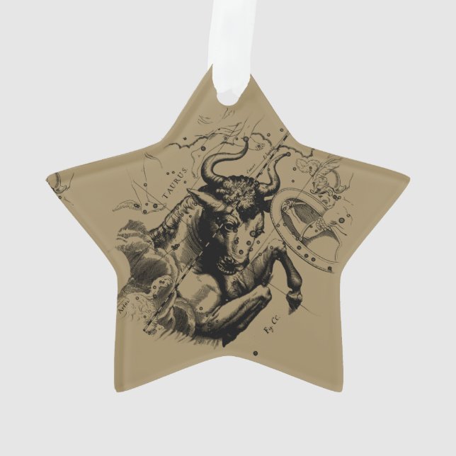 Ornamento Mapa da Constelação Taurus por Hevelius cerca de 1 (Verso)