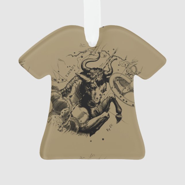 Ornamento Mapa da Constelação Taurus por Hevelius cerca de 1 (Verso)