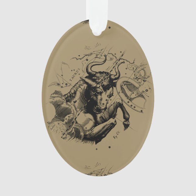 Ornamento Mapa da Constelação Taurus por Hevelius cerca de 1 (Frente)