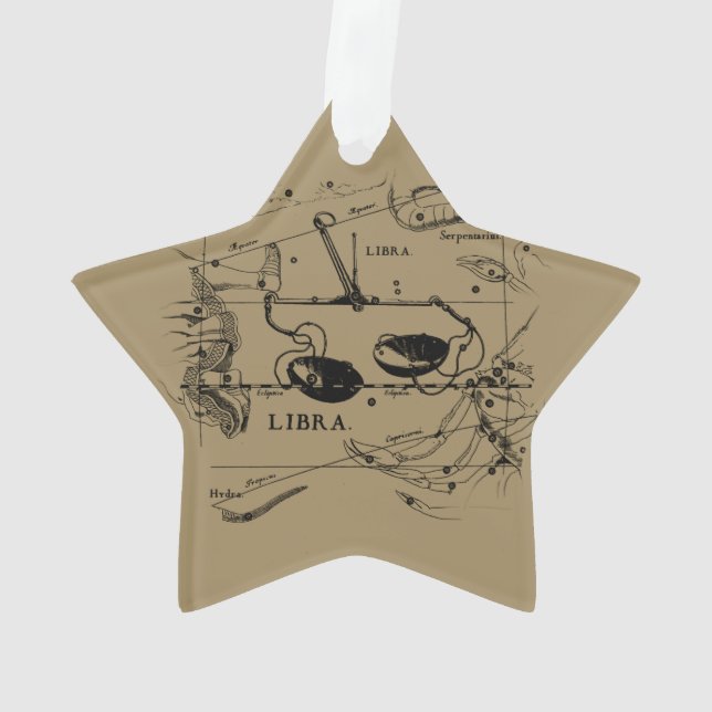 Ornamento Mapa de Constelação de Libra Hevelius cerca de 169 (Verso)