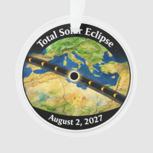 Ornamento Mapa do Eclipse Solar Total de 2027
