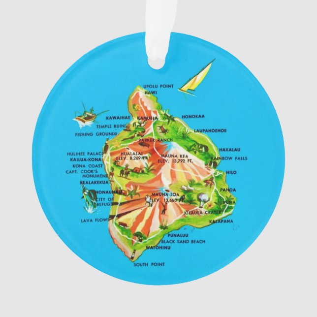 Ornamento Mapa do Havaí  (Frente)