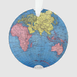 Ornamento Mapa do vintage 1915 do globo do atlas de mundo