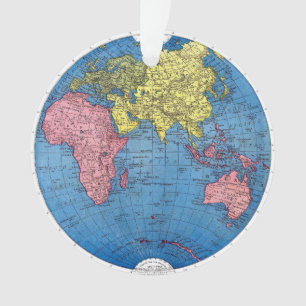 Ornamento Mapa do vintage 1915 do globo do atlas de mundo