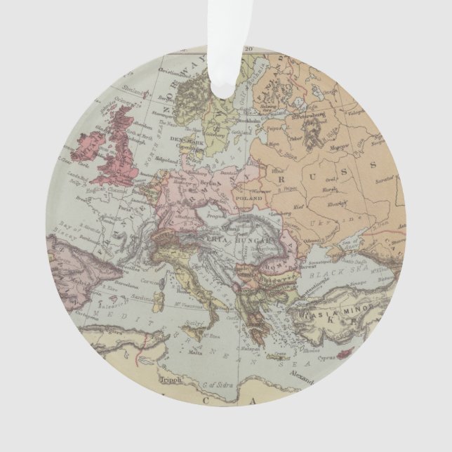 Ornamento Mapa do vintage de Europa (Frente)