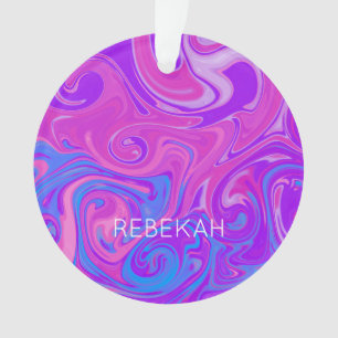 Ornamento Marble Paint Swirl Art NAME Pink Purple Blue Diver