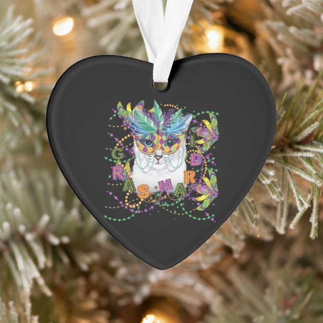 Ornamento Mardi Gras Cat, Mardi Gras Engraçado (Árvore)