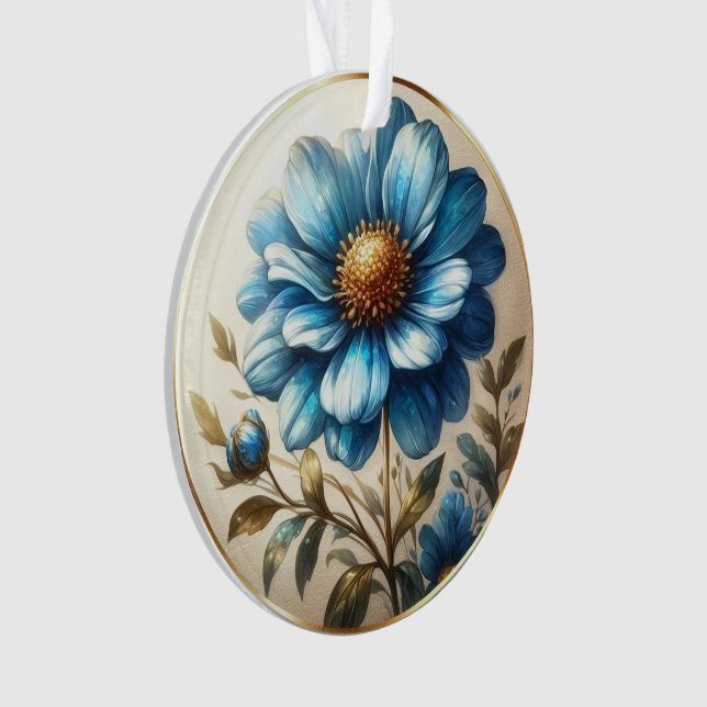 Ornamento Margarida Azul de Aquarela (Frente)