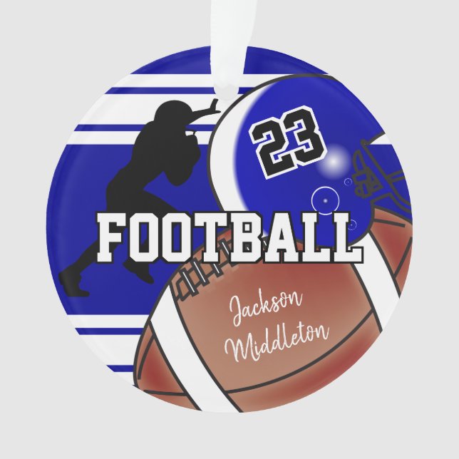 Ornamento Marinho Blue and White Personalize Futebol (Frente)