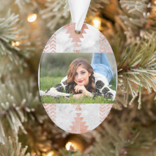 Ornamento mármore branco aztec, rosa, geométrico mínimo