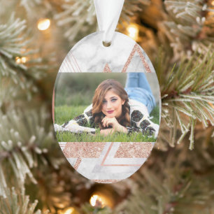 Ornamento mármore geométrico branco rosa de ouro-chic escand