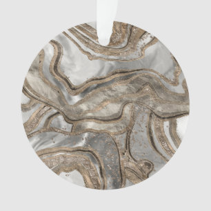 Ornamento Mármore líquido - pérola e ouro