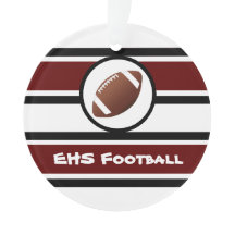 Ornamento marrom e preto personalizado do futebol