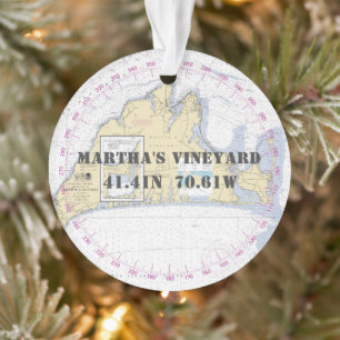 Ornamento Martha's Vineyards Comemorativa Náutica de 2 Lados