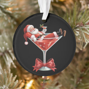 Ornamento Martini de Natal Bagunçado do Papai Noel Engraçado