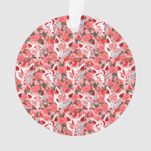 Ornamento Máscaras de gatinho e camélia florescente a rosa